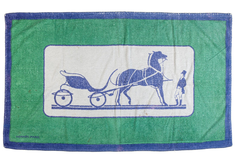 Hermes Vintage Carriage Blue Beach Towel