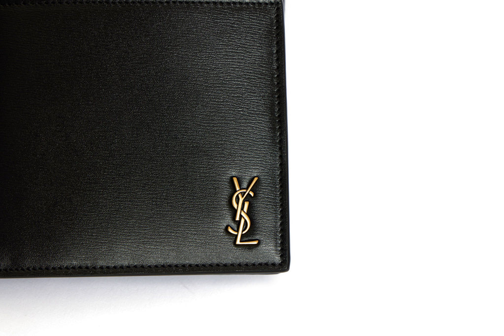 YSL NIB Black Leather Bifold Wallet