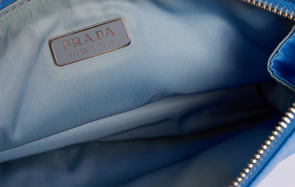 Prada Blue Fabric Metal Studded Pouch