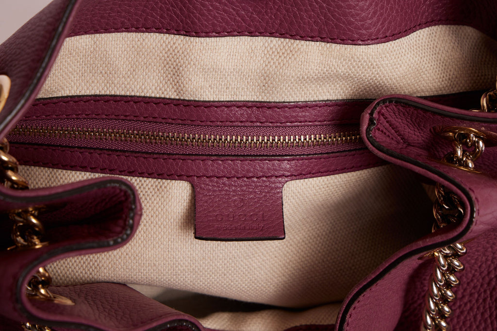 Gucci Purple Pebbled leather GG Bag