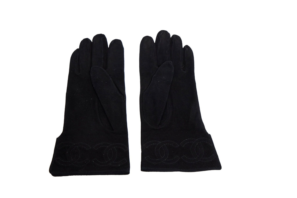 Chanel Black Suede Gloves