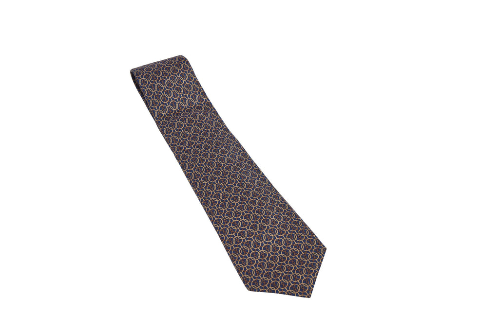 Hermes Blue Silk Tie Horse Pattern