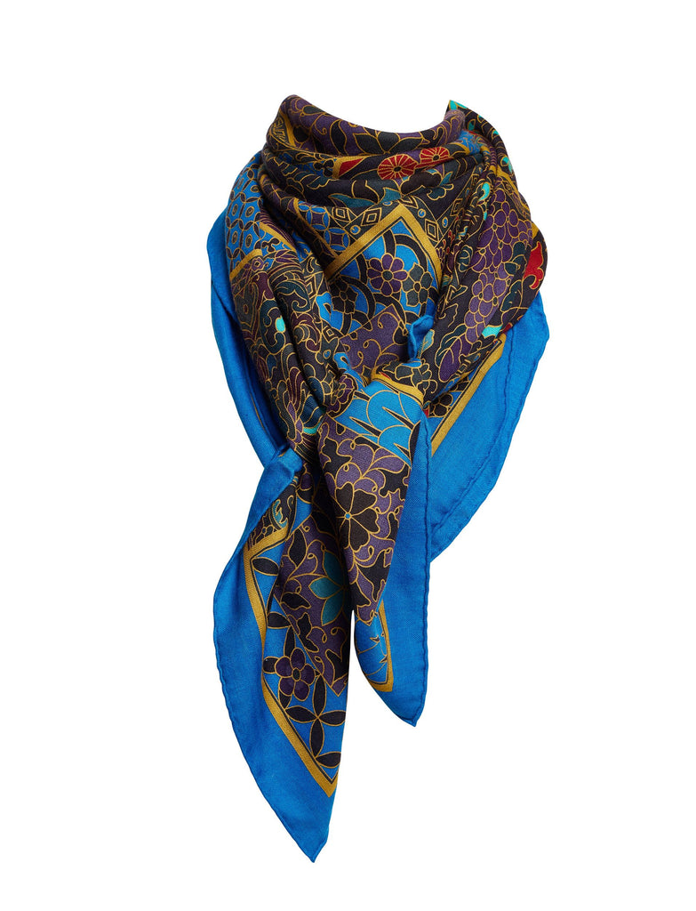 Hermes Electric Blue Multicolor Scarf