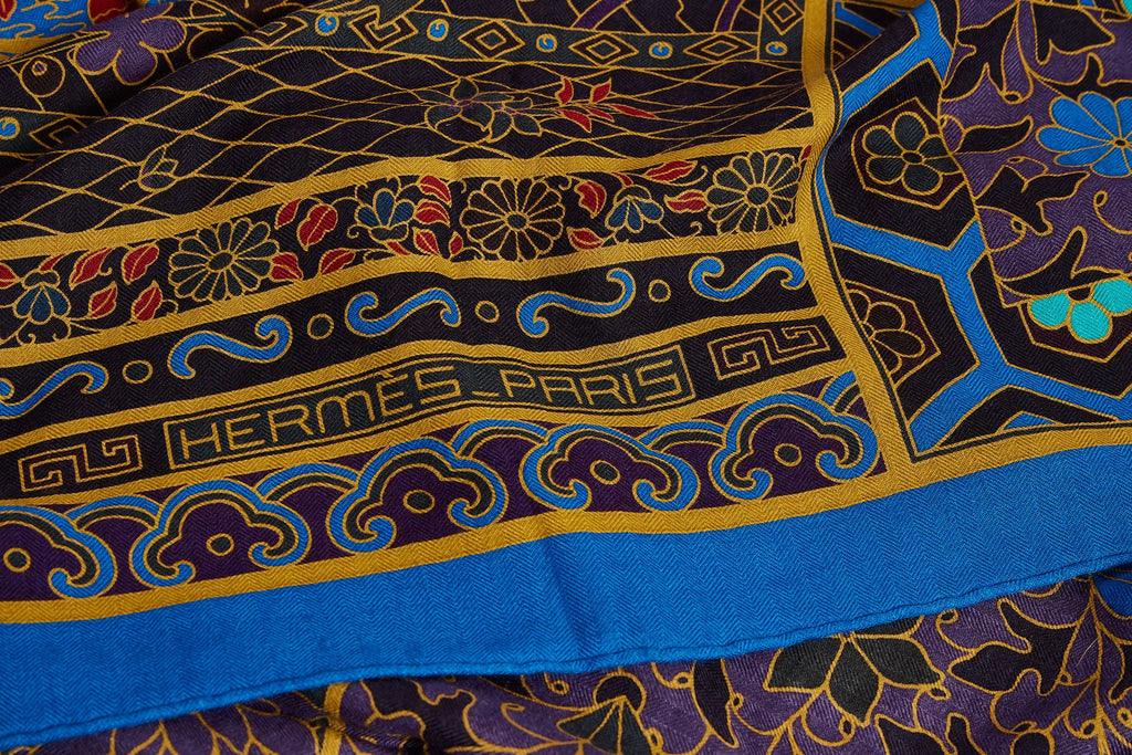 Hermes Electric Blue Multicolor Scarf