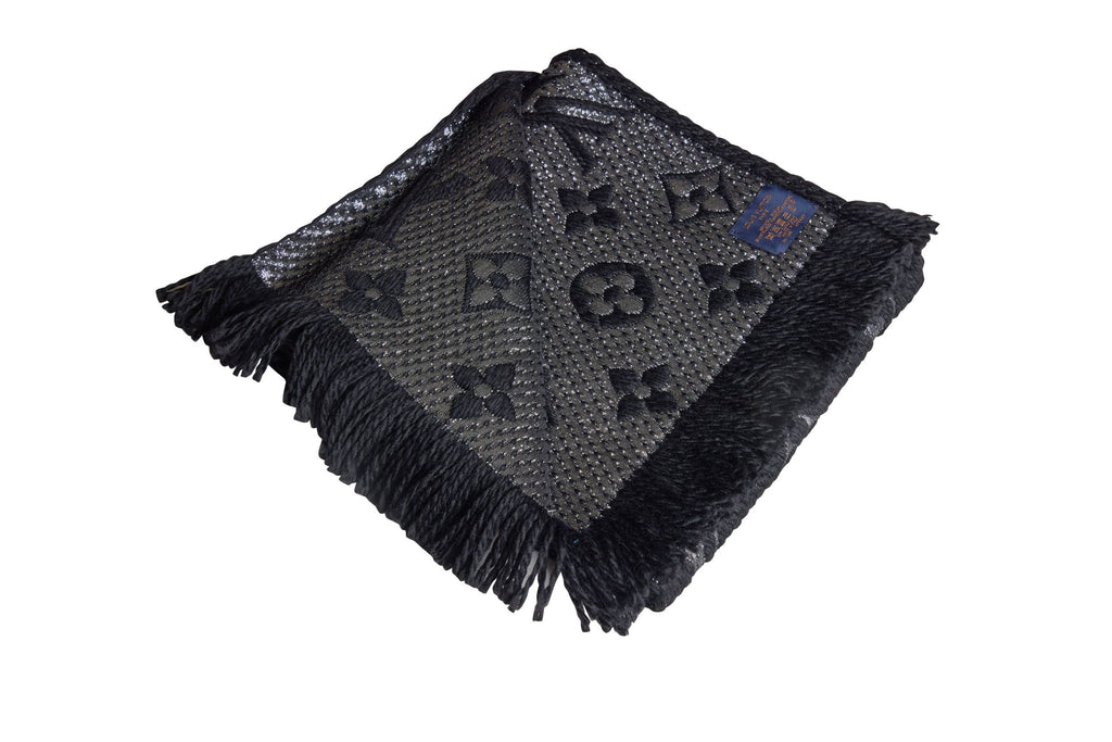 Vuitton New Logomania Black Lurex Scarf