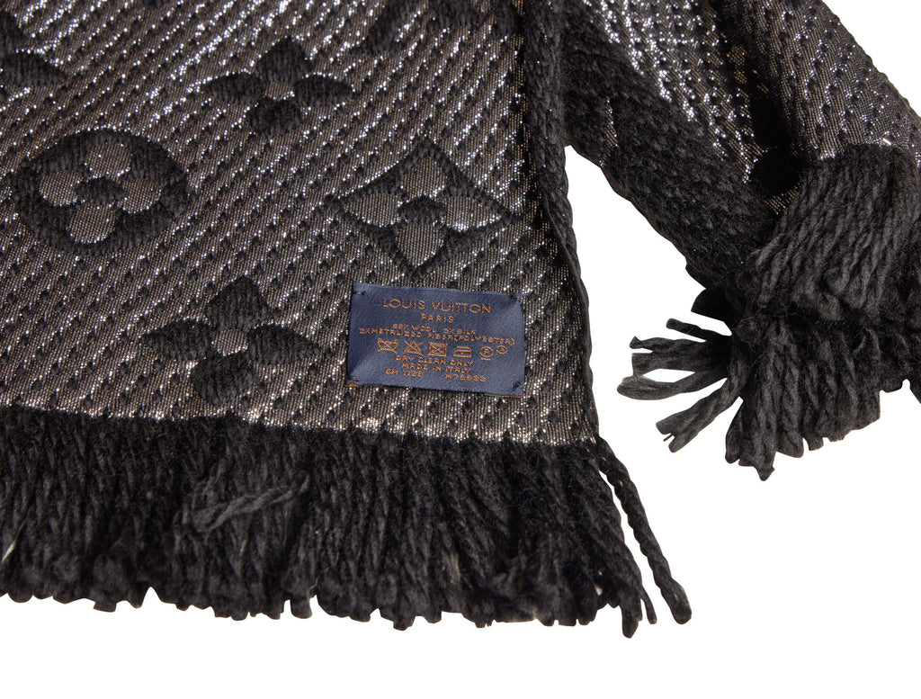 Vuitton New Logomania Black Lurex Scarf