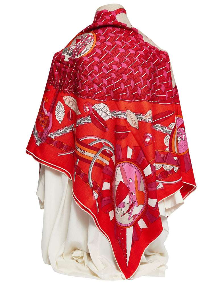 Hermès New Red Geometric Cashmere Shawl