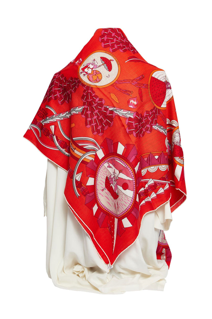 Hermès New Red Geometric Cashmere Shawl