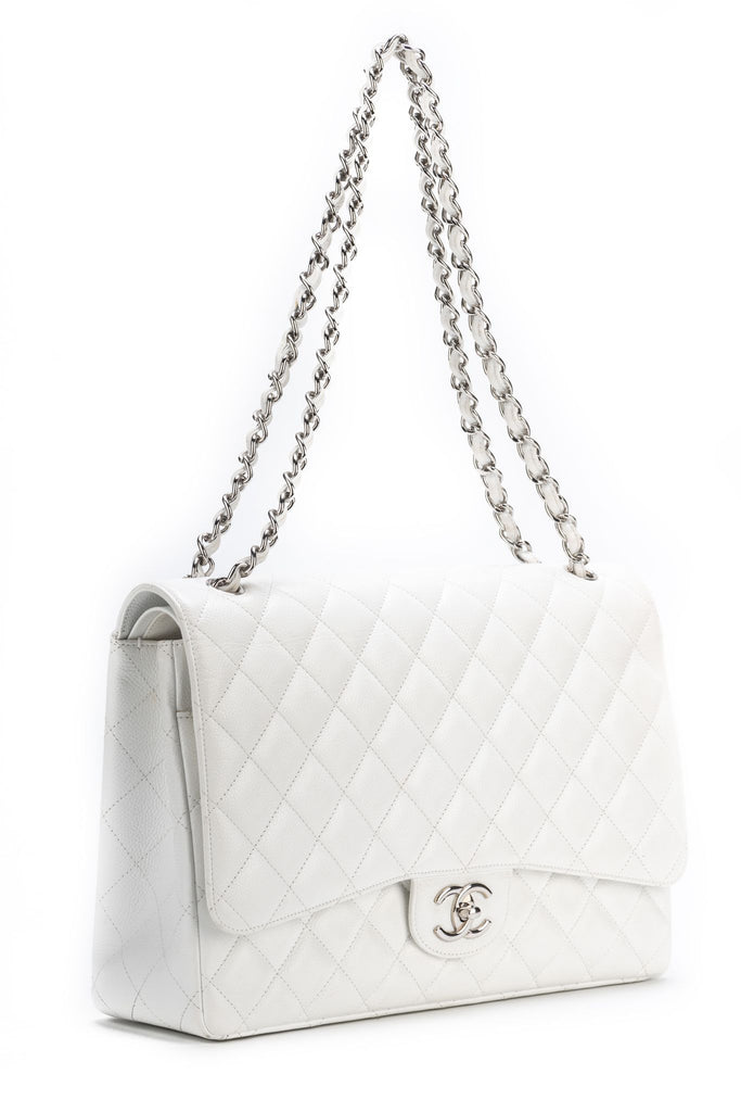 Chanel White Caviar Maxi Double Flap Bag