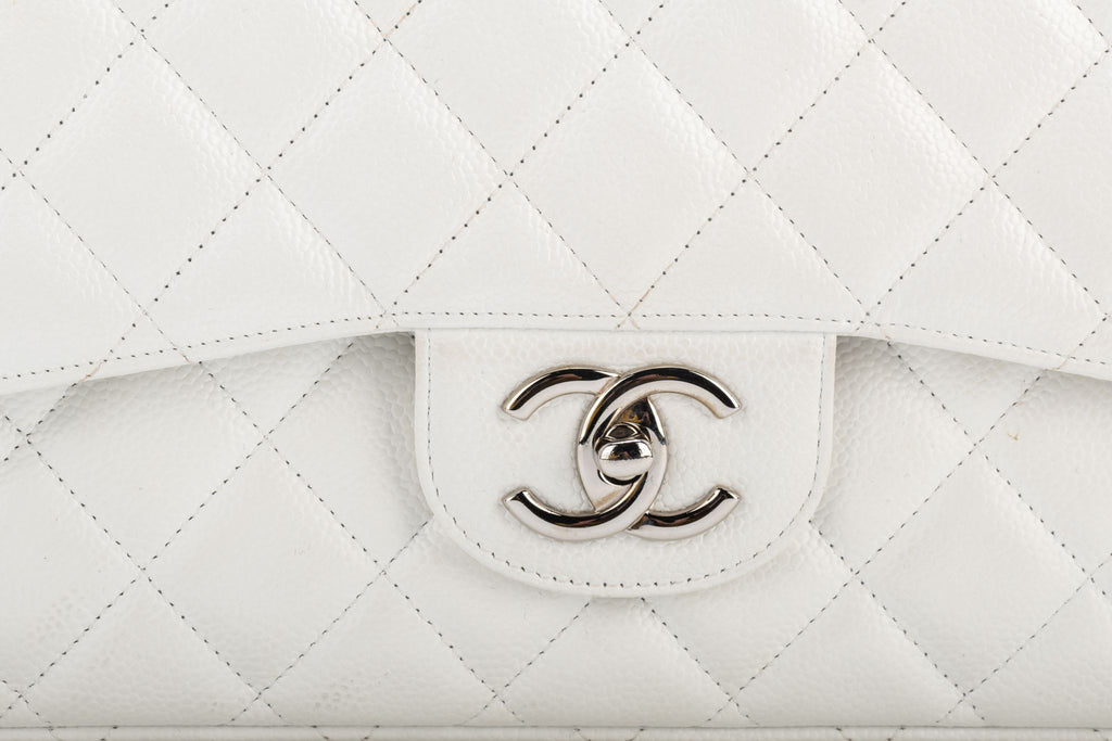 Chanel White Caviar Maxi Double Flap Bag