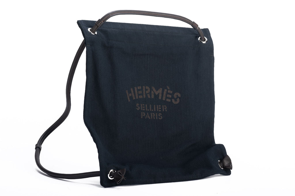 Hermes Black Toile Canvas Feedbag