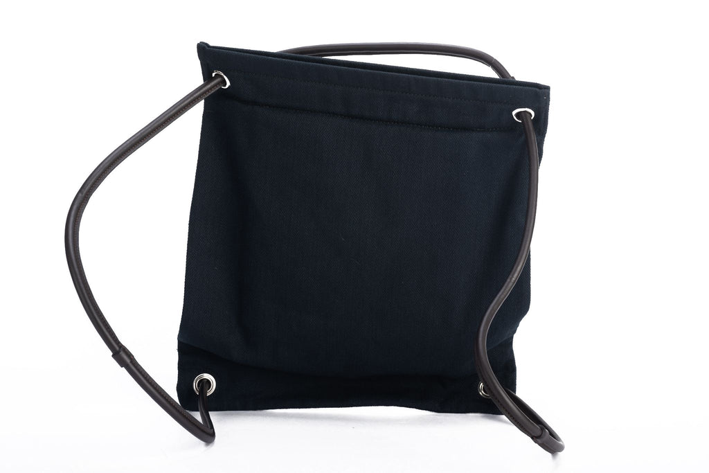 Hermes Black Toile Canvas Feedbag