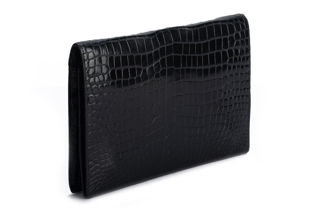 Hermes Vintage Black Crocodile Clutch