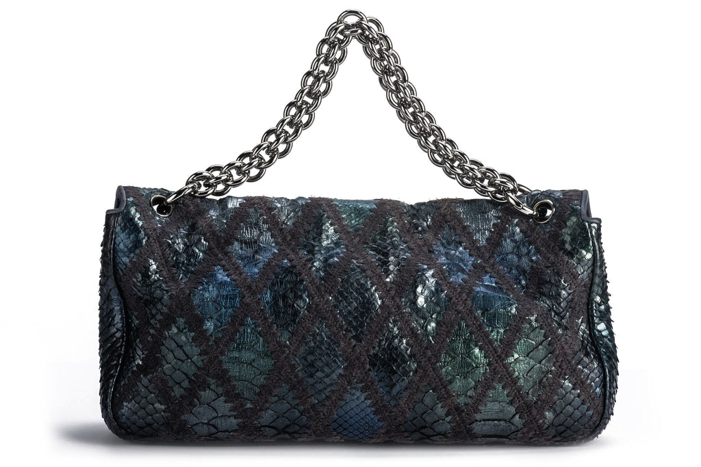 Chanel Maxi Navy Black Python Bag