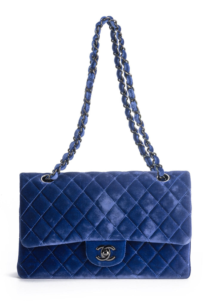 Chanel Mint Blue Velvet Double Flap Bag