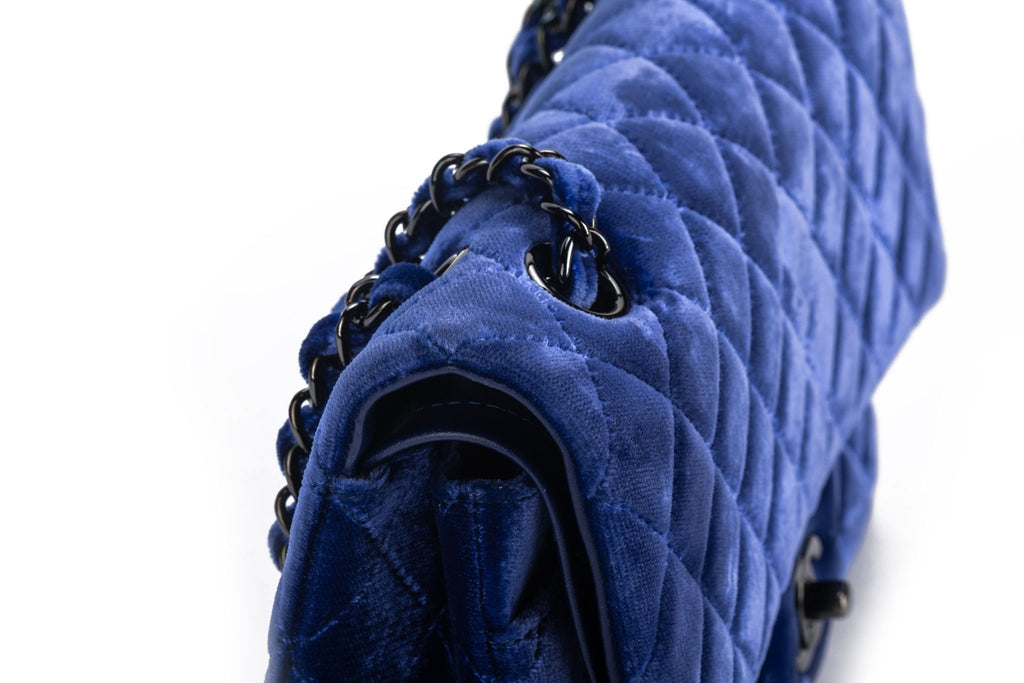 Chanel Mint Blue Velvet Double Flap Bag