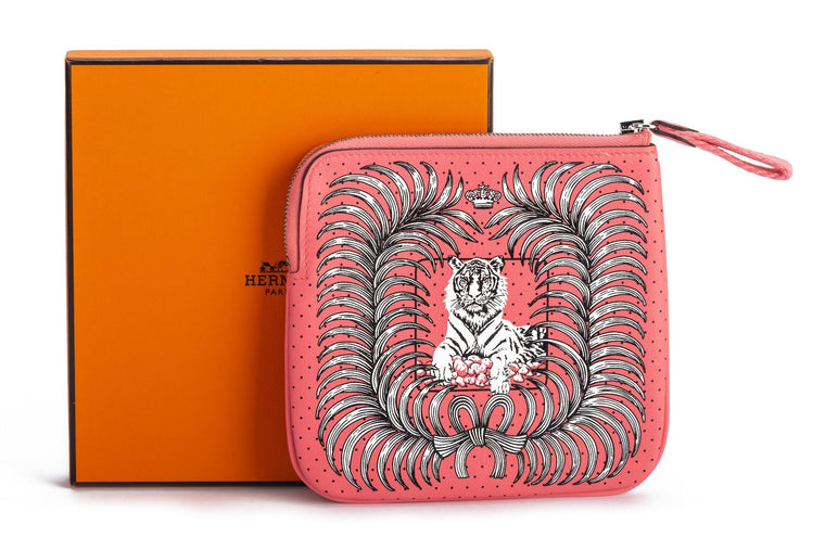 Hermes Rose D Eteâ™ Tiger Pochette BNIB