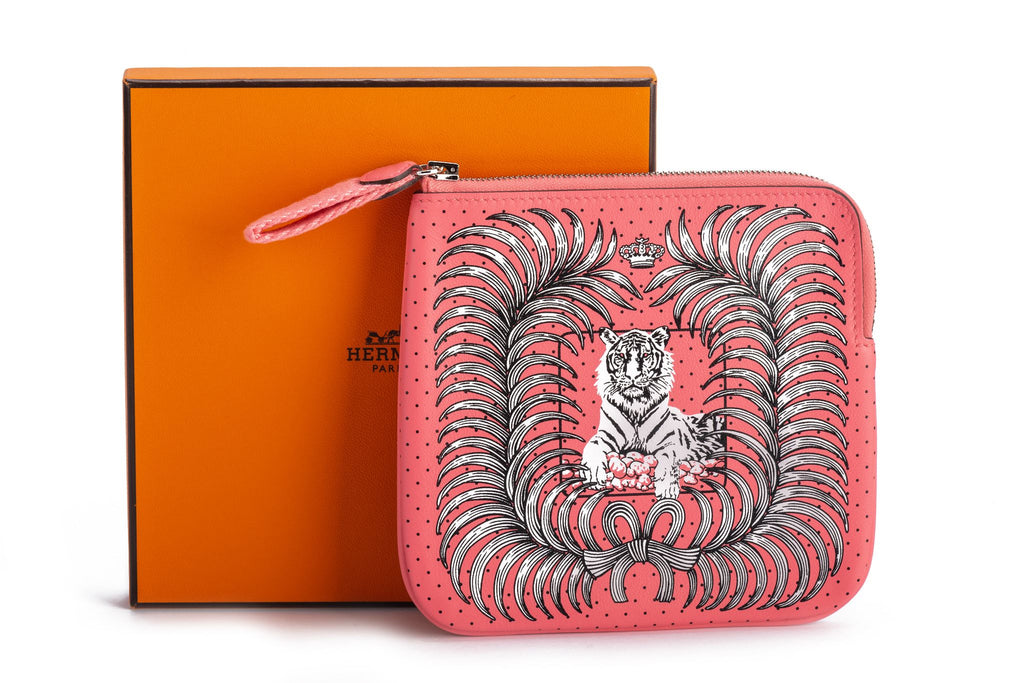 Hermes Rose D Eteâ™ Tiger Pochette BNIB