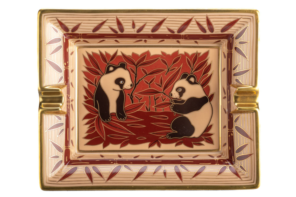 Hermes Red/Gold Panda Porcelain Ashtray