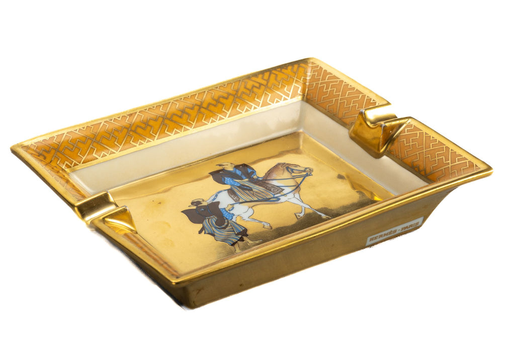 Hermès Samurai Gold Porcelaine Ashtray