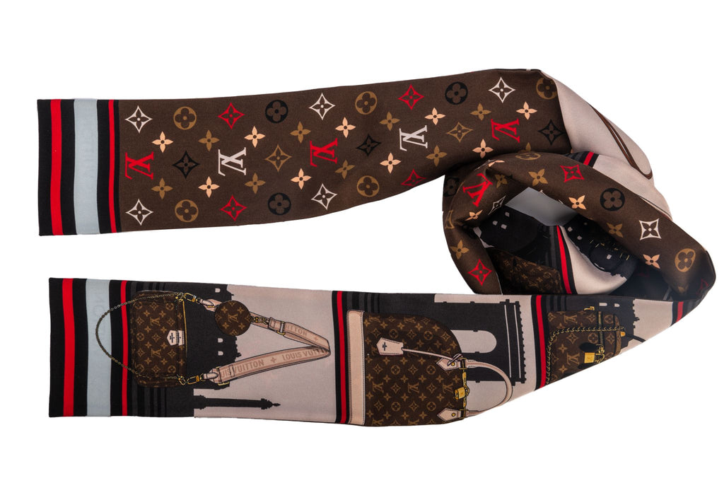Vuitton BNIB Skyline Logo Silk Bandeau