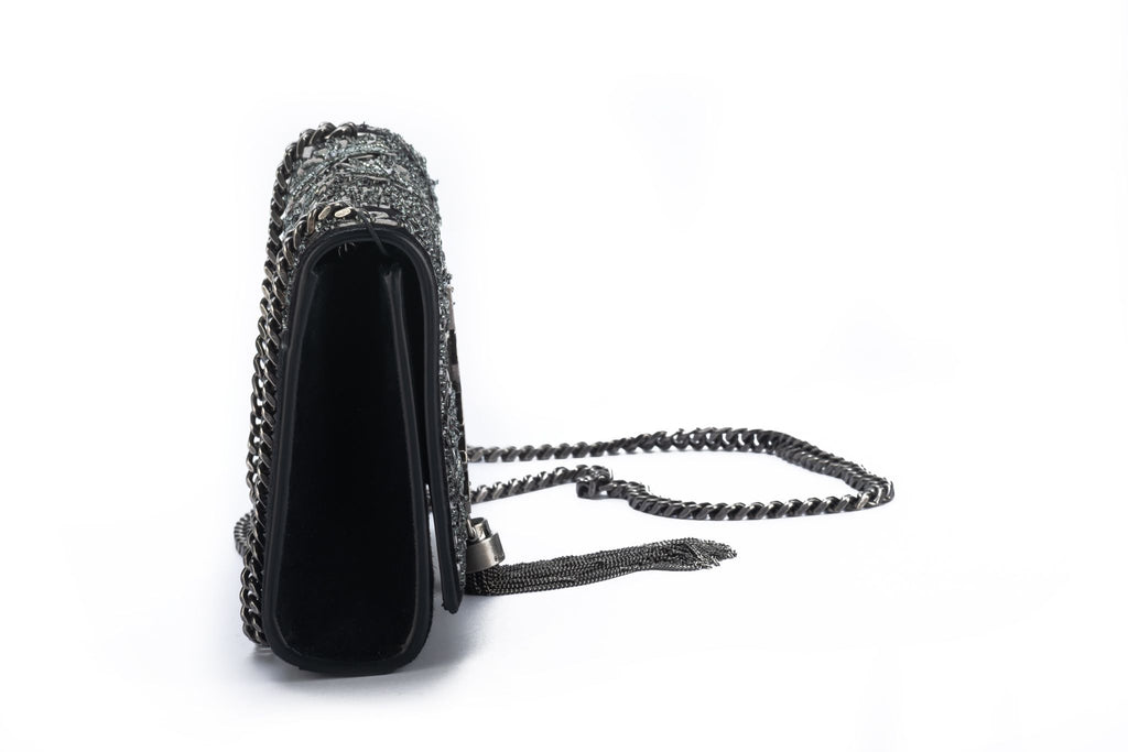 YSL BN Black Suede Sequins Cross Body