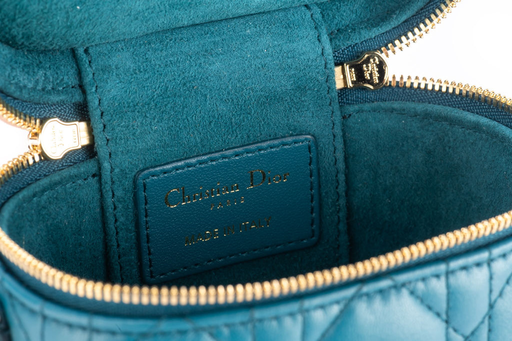 Dior Mini Cannage Turquoise Travel Case