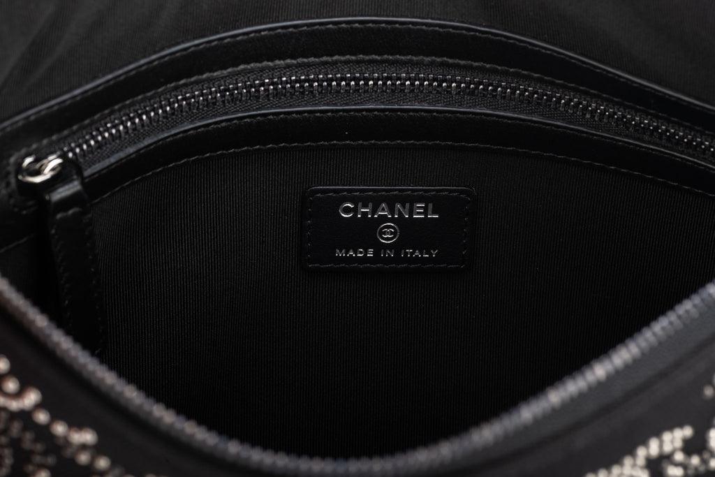 Chanel BNIB Studded Black Silver Clutch
