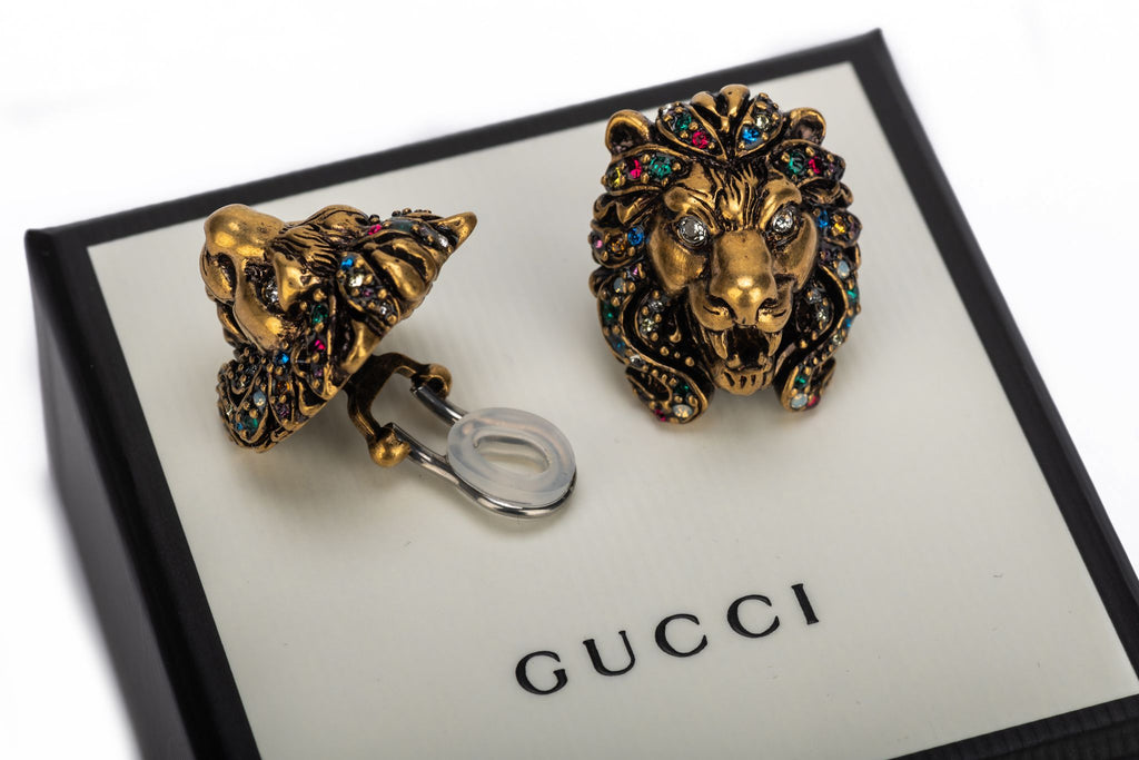 Gucci NIB Multicolor Lionshead Earrings