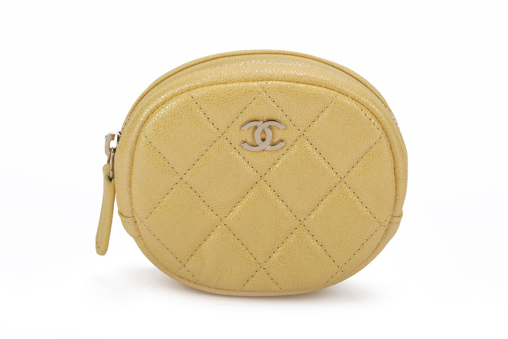 Chanel NIB Iridescent Yellow Coin Case