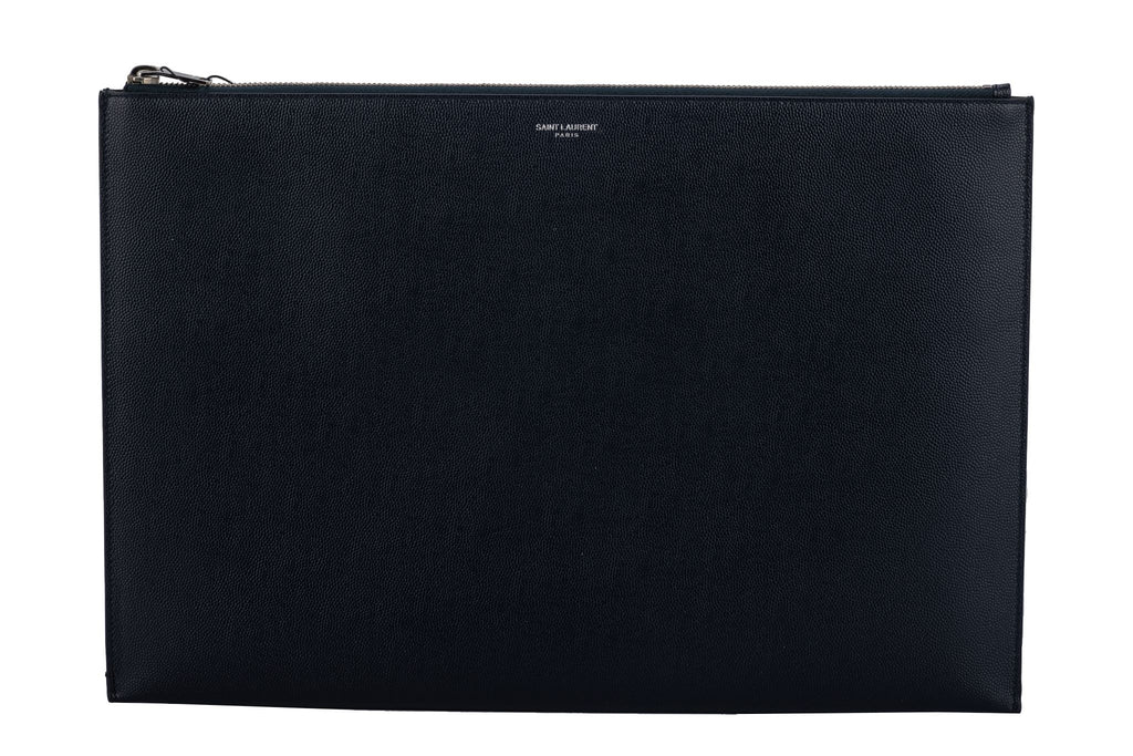 YSL Navy Blue Pebbles Oversize Clutch