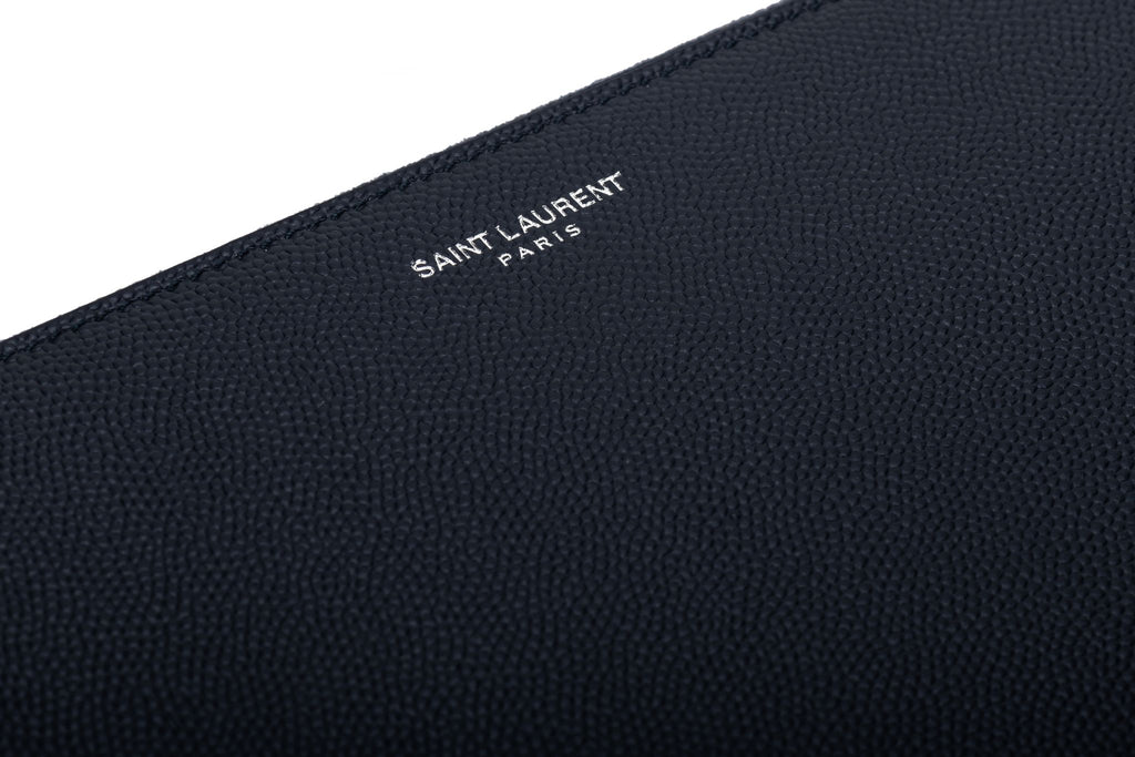 YSL Navy Blue Pebbles Oversize Clutch