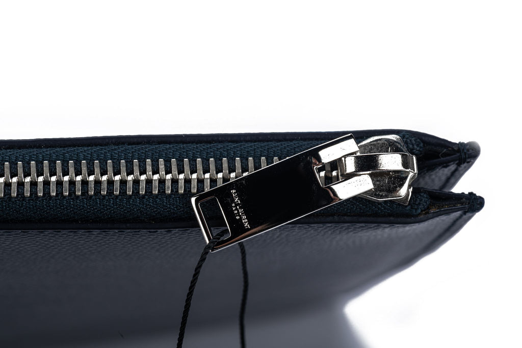 YSL Navy Blue Pebbles Oversize Clutch