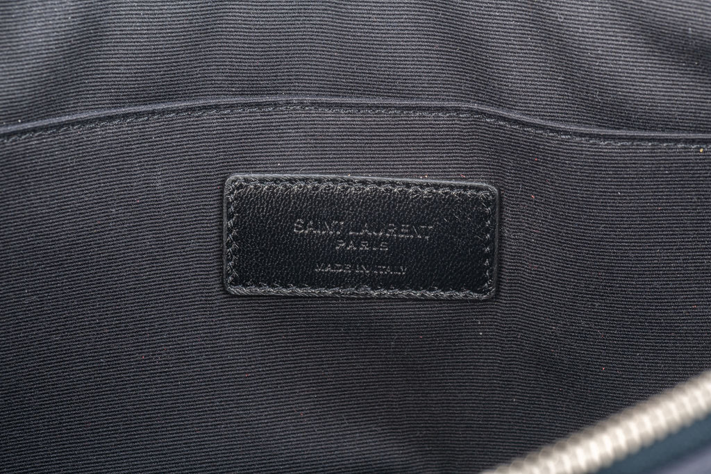 YSL Navy Blue Pebbles Oversize Clutch