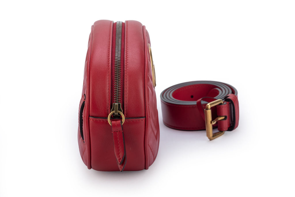 Gucci Large Red Leather Fanny Pack Logo