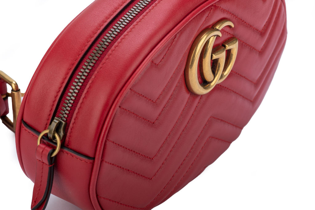 Gucci Large Red Leather Fanny Pack Logo