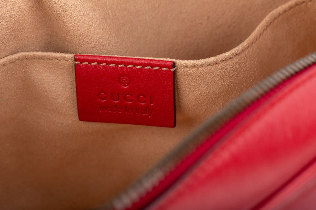Gucci Large Red Leather Fanny Pack Logo