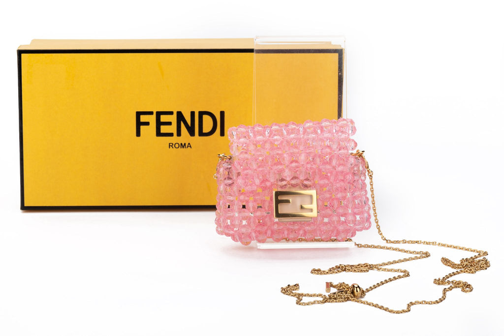 Fendi NIB Pink Beads Pico Baguette