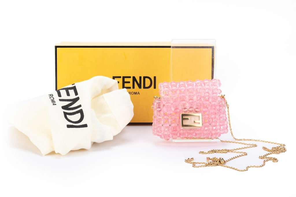 Fendi NIB Pink Beads Pico Baguette