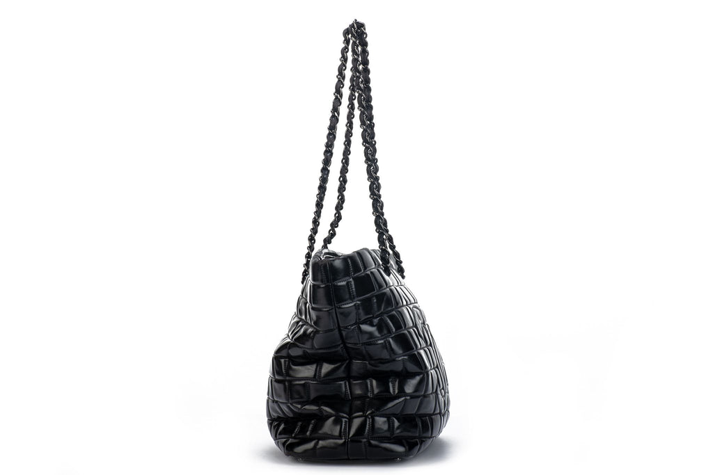 Chanel Black Brushed Leather Large Tote