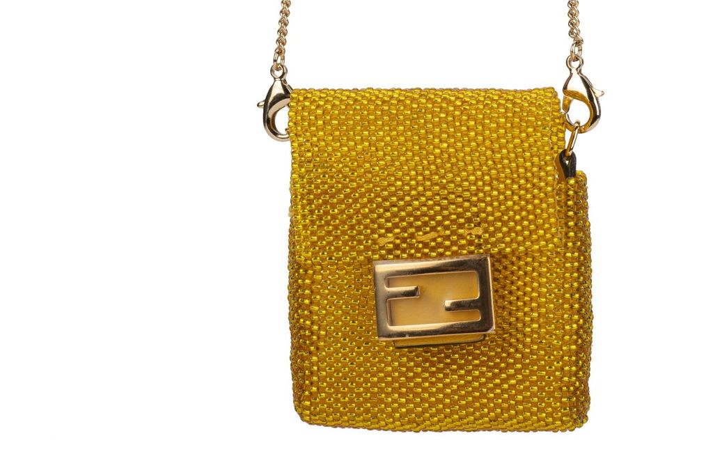 Fendi NIB Yellow Seabeds Micro Baguette