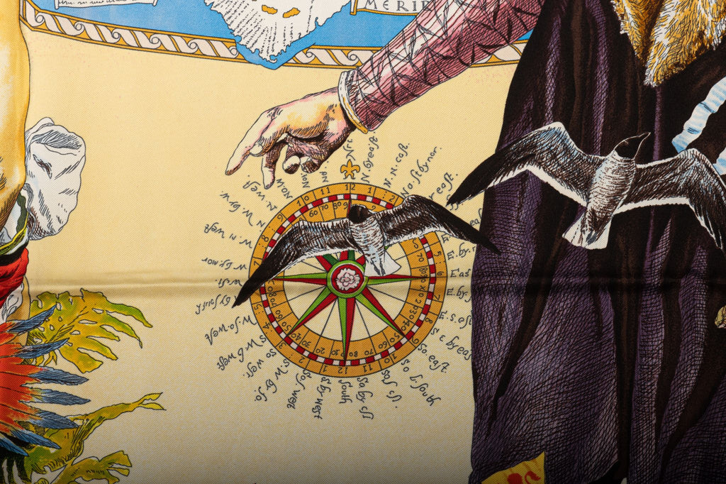 Hermes Silk Rare Colombus Red Scarf