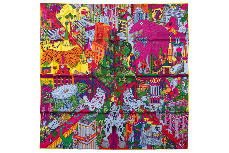 Hermes Rare Animapolis Fuchsia Scarf New