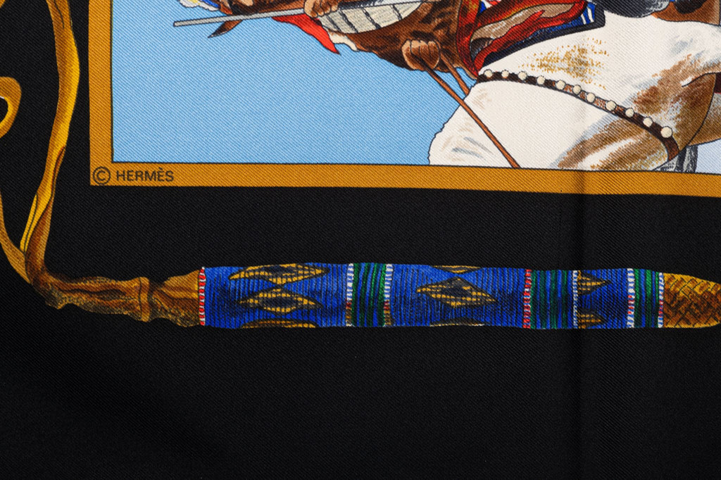 Hermès Black Pony Express Silk Scarf