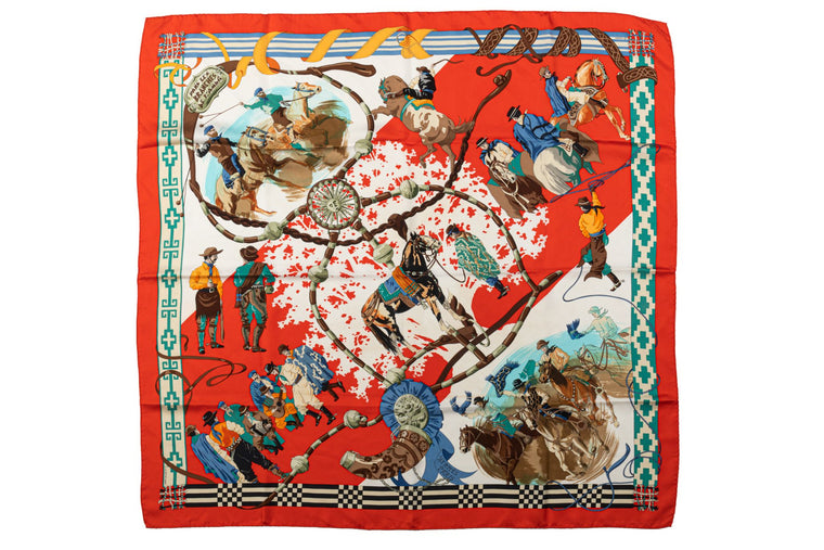 Hermès Red De Watrigant Silk Scarf
