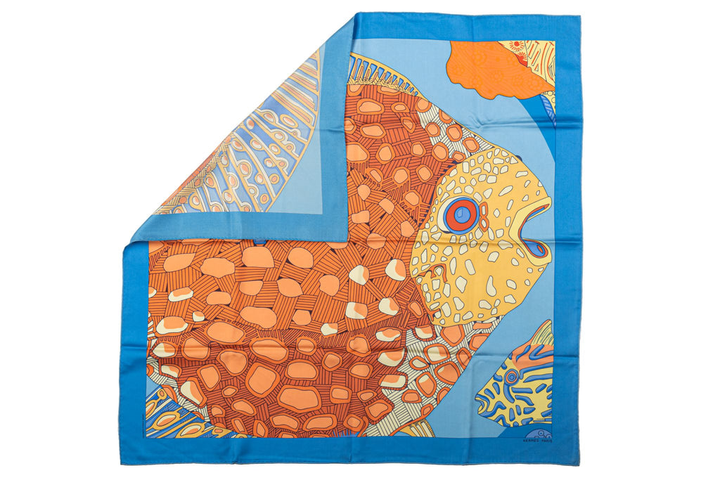 Hermès Grands Fonds Blue Silk Scarf