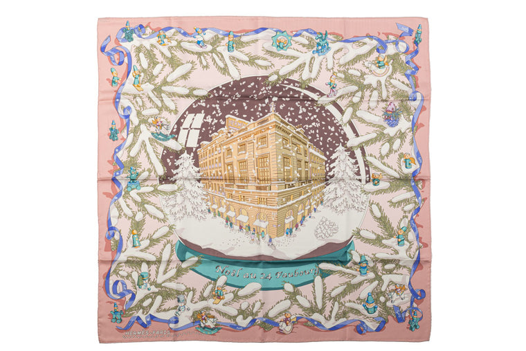 Hermès Rare Noel au Faubourg Pink Scarf