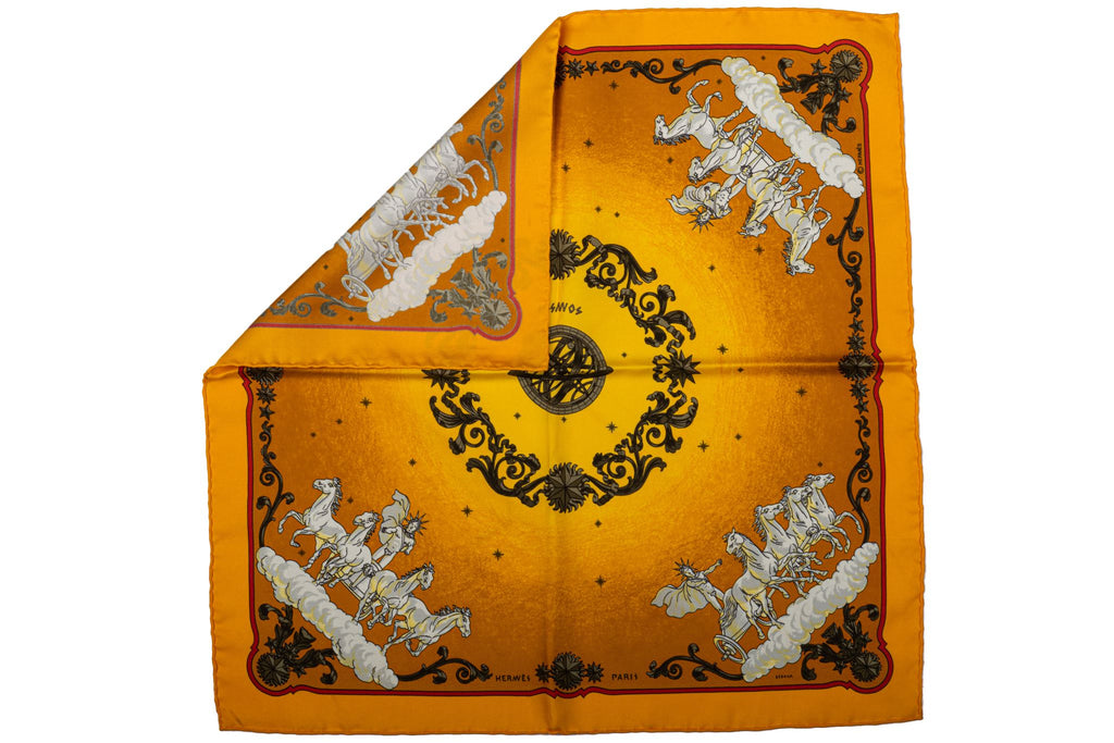 Hermès Yellow Silk Cosmos Scarf