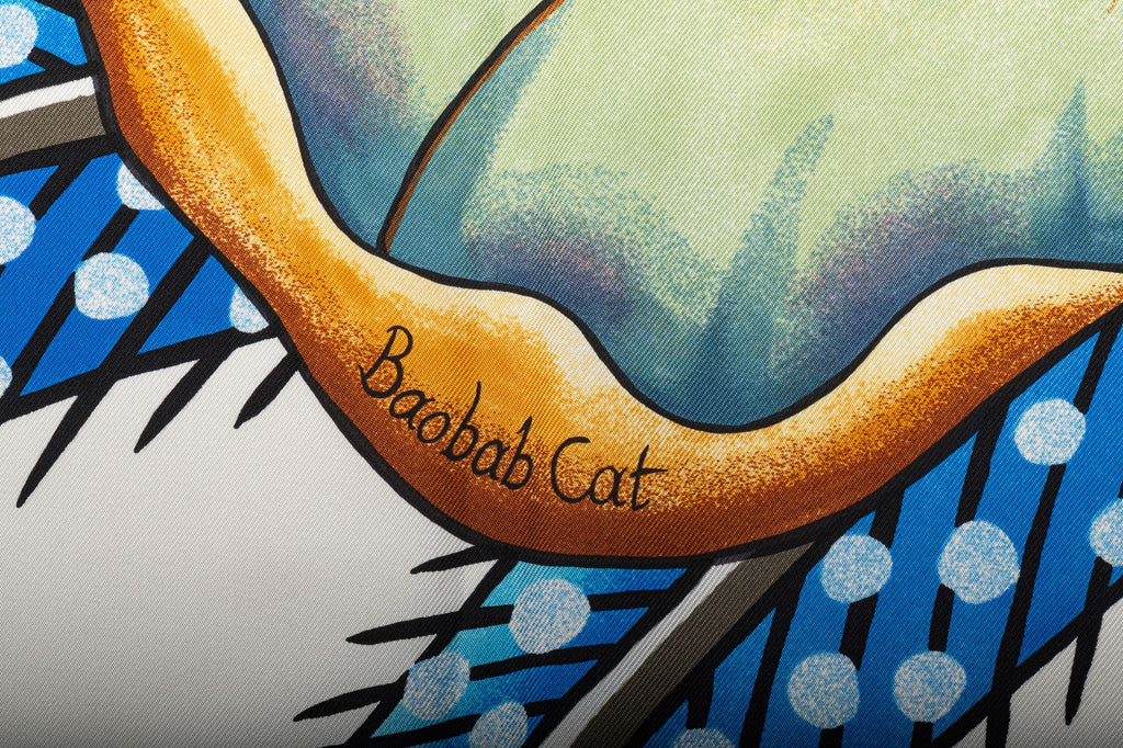 Hermes New White Blue Baobab Silk Scarf