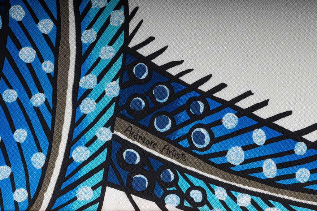 Hermes New White Blue Baobab Silk Scarf